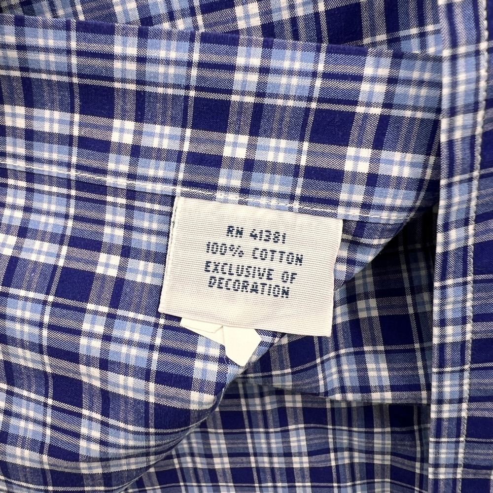 Ralph Lauren Men XL Blue White Plaid Cotton Button Down Long Sleeve Shirt Preppy - Picture 6 of 10